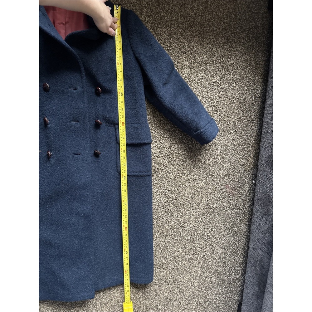 Vintage Double Breasted Navy Blue Forstmann Wool Overcoat Medium Union Made USA - Picture 9 of 12